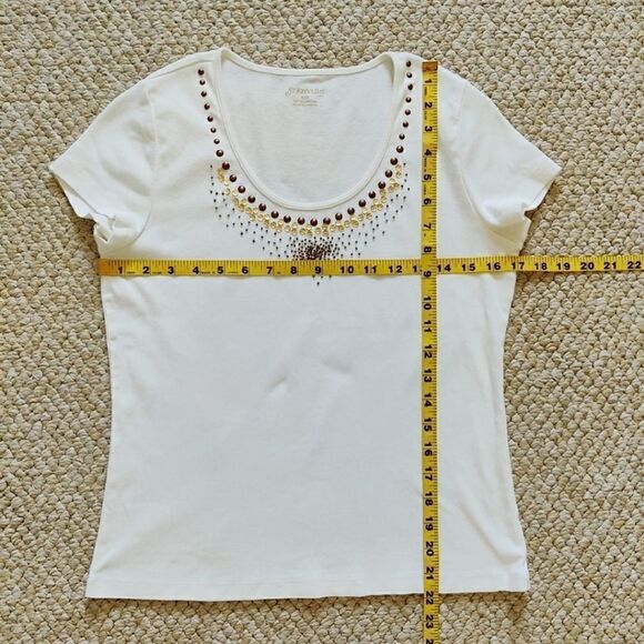 St. John's Bay embellished white tee sz PS - Picture 4 of 8